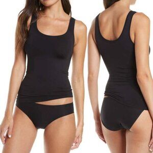 Hanro Touch Feeling Round Neck Seamless Stretch Tank Top Black Minimalist Medium